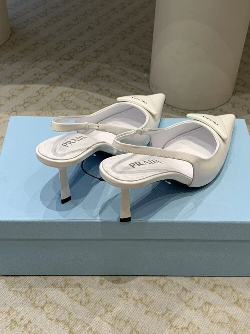 Prada White Slingback Heels - Picture 3 of 8